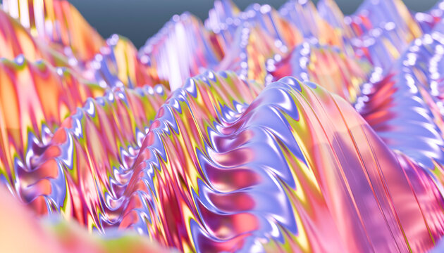 Mesmerizing waves of abstract iridescent surfaces
