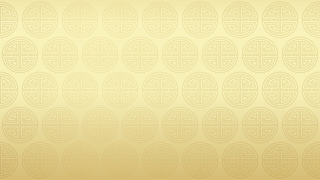 Golden Chinese Longevity Symbol Seamless Pattern Background with Traditional Oriental Motif for Lunar New Year and Luxury Wallpaper