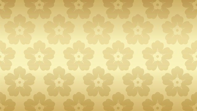 Luxury Golden Asian Floral Seamless Pattern Wallpaper Background with Traditional Blossom Motifs for Elegant Oriental Design
