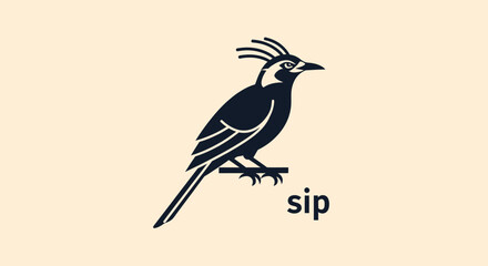 Hoopoe bird silhouette with sip text © mang