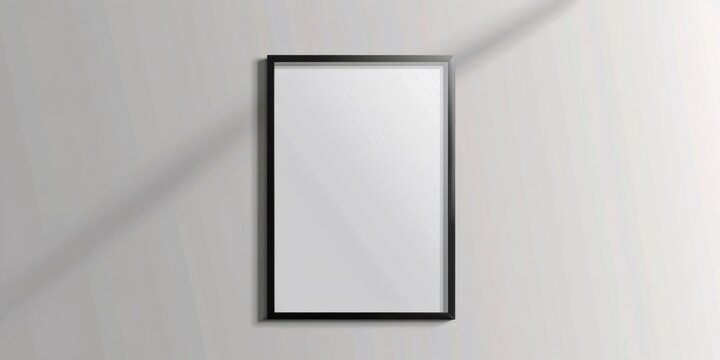 Black frame on white wall with natural shadow