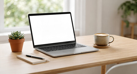 Fototapeta premium laptop and cup of coffee