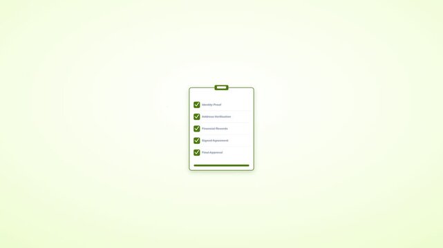 Green clipboard with completed checklist icon on light background