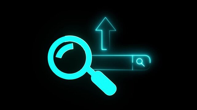 Search Engine Optimization Ranking Icon Highlighted by Realistic Business Blurred Marketing upload arrow for digital marketing, web interface, and data analysis concepts,4k video.
