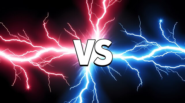 Electric, versus, lightning, battle, conflict, red, blue, VS, energy, power