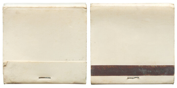 Vintage 1980s Large Aged Blank White Matchbook - Front & Back Set - Authentic Old Distressed Ephemera - Mockup Asset Isolated on White