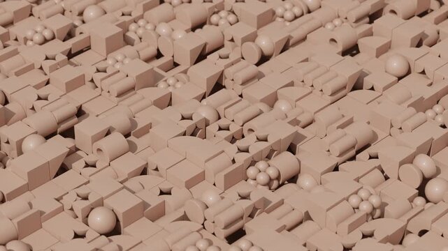 Modern abstract digital scene featuring geometric 3D elements, minimalist composition, realistic render, seamless motion graphics, clean premium visual background