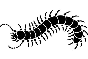 Naklejka premium Black and white segmented caterpillar or larva insect illustration Vector