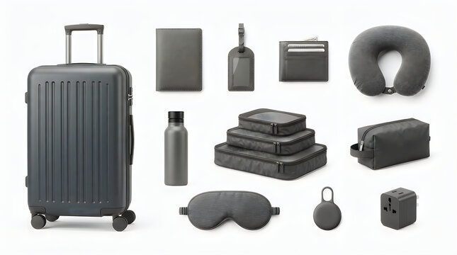 Travel accessories set including luggage and essentials