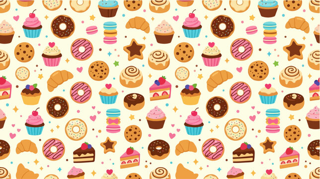Colorful assorted sweet baked cupcakes.