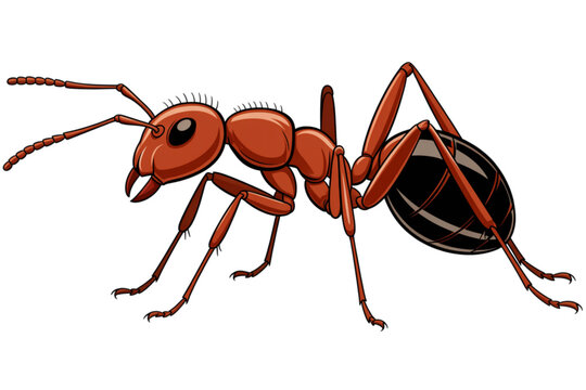 Red and black ant crawling on a clean surface Vector
