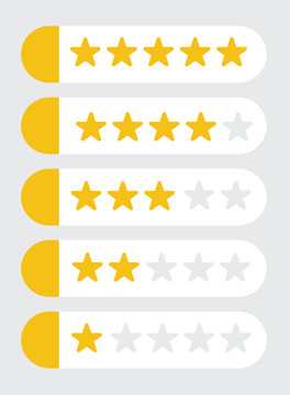 Product rating or customer review with gold stars flat vector icons for apps and websites. set of stars isolated on white background. Star icon. Stars in modern simple flat style vector