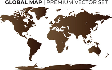 World map vector illustration with brown gradient continents for global business and geography concept © PoremolChandra