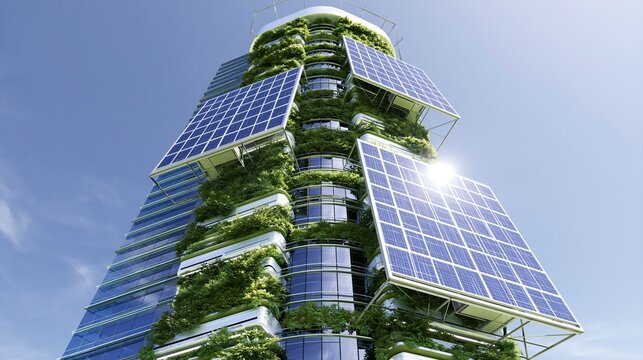 modern office building with solar panels