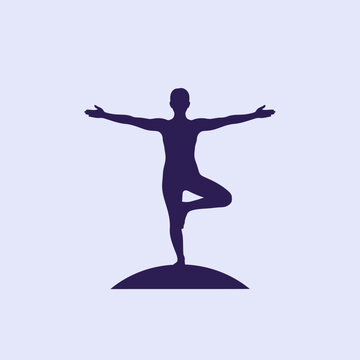 Minimalist Yoga Tree Pose Silhouette Representing Balance and Wellness