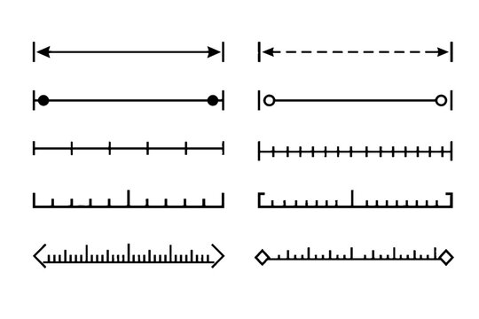 Set of black ruler and measurement scale line elements