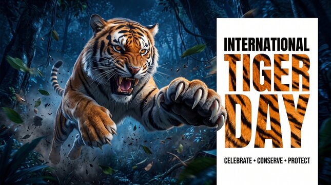 Fierce tiger illustration for international tiger day