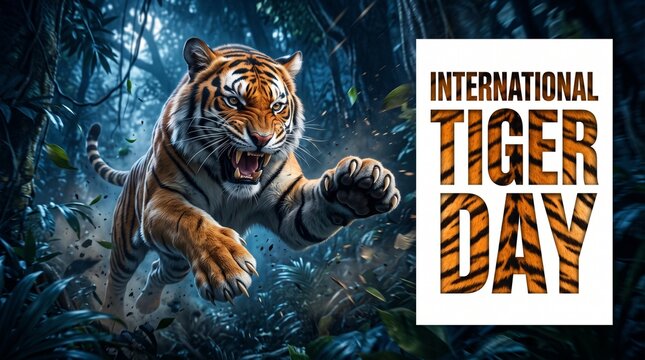 Fierce tiger illustration for international tiger day