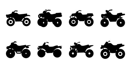 Black silhouette atvs and dirt bikes collection - Set of stylish black silhouette graphics featuring various ATVs and dirt bikes in a clean, minimalist design perfect for sports or outdoor themes. © MST