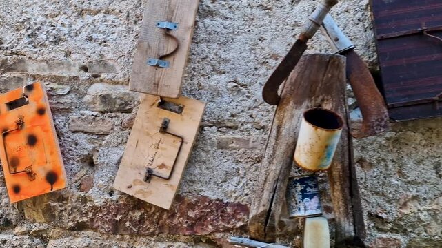 Old Italy ambience 4K. Traditional old village medieval stone Roccantica borgo street with cozy rustic atmosphere. No people solitude cinematic travel b roll imagery for authentic Italian lifestyle 
