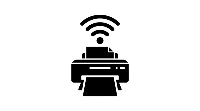 Wireless printer with WiFi connectivity symbol.