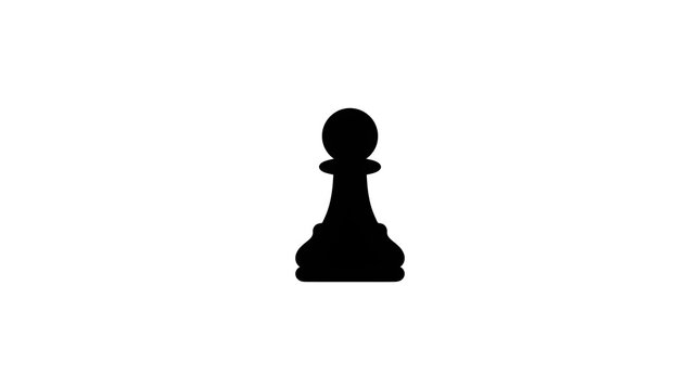 Black vector silhouette of a single chess pawn piece, isolated on a white background. Representing potential and forward movement in various designs.