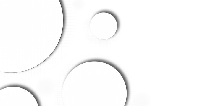 abstract business background circle. Round with shadow Round white paper elements with shadow on gray background for design. abstract seamless modern white and gray color technology concept. 