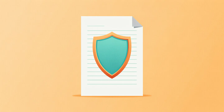 Protected document with shield icon conceptualizing data safety and secure information management document security protection information business technology internet cybersecurity database