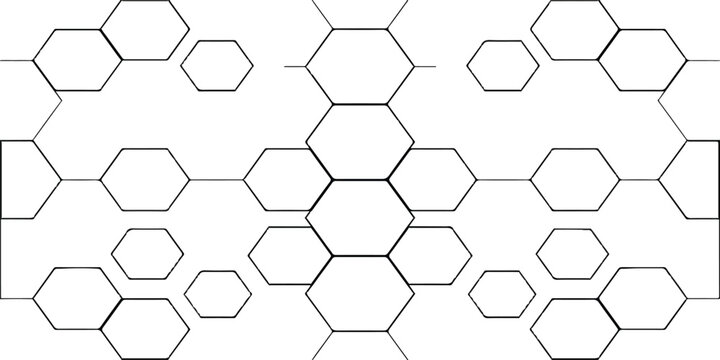Abstract geometric pattern with connected black hexagon shapes on a simple clean background