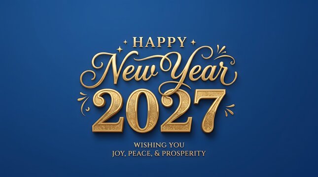 Elegent Happy new year 2027 greeting card with solid background