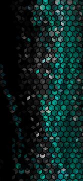 Abstract geometric background filled with small dark teal hexagon tiles