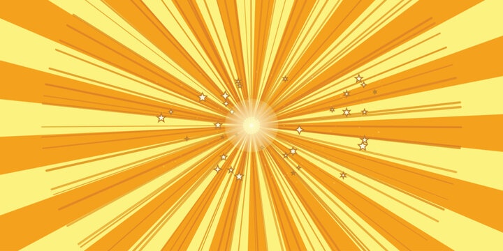 Dynamic yellow radial speed lines pattern with abstract background sunburst