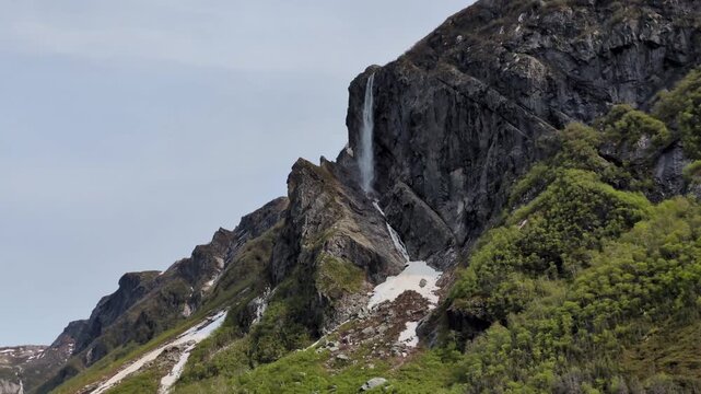 The pissing mare falls in the Western Brook Pond in the Gros Morne National Park (Newfoundland, Canada)
