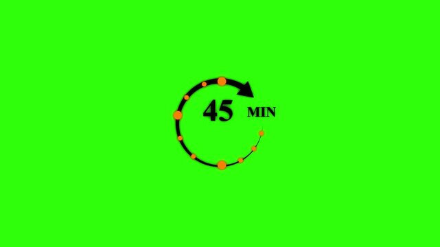 45 Minute Timer Icon With Red Arrow On A Green Screen Background 45 minutes countdown 4k video 