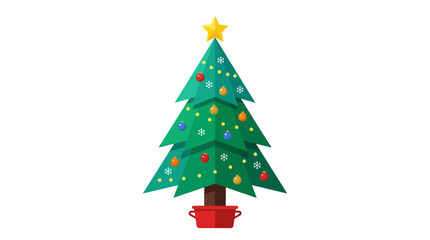 Obraz premium Christmas tree, decorated tree, festive illustration, holiday symbol isolated on White Background
