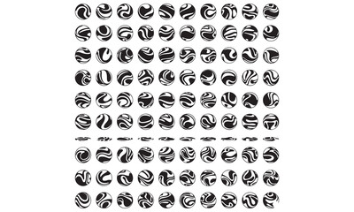 Fototapeta premium Black and White Geometric Pattern Icon Set – Abstract Circles, Lines, and Modern Minimal Design