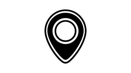 Black and white map pin icon. © pleci
