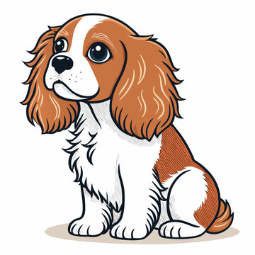 Spaniel Dog Vector Illustration Animal Pet Sticker Design Web Graphic