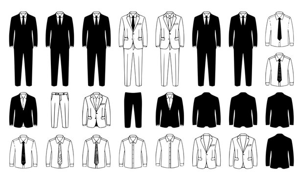 Corporate Business Suit Flat Design Vector Collection for Men's Fashion