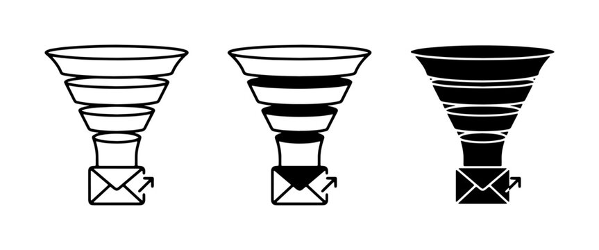Sales Funnel Icons, Marketing Conversion Stages, Email Lead Generation Process