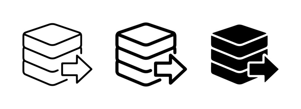 Database export icon, data transfer symbol, information storage and retrieval, cloud computing concept