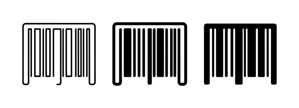 Barcode Icons Set, Product Identification Symbols, Retail Scanning Graphics, Black and White Vector Collection