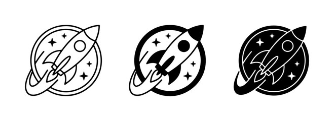 Rocket Ship Icons, Space Exploration Vector Graphics, Cosmic Journey Symbols, Sci-Fi Adventure Elements © Santo
