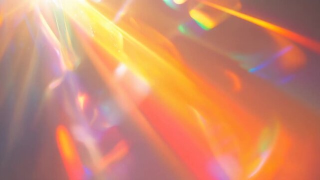 鮮やかな オレンジ と 虹色 光彩 が 重なる 抽象 幾何学 背景