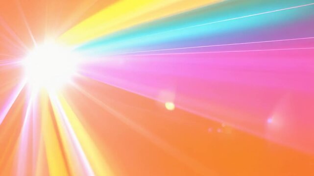 鮮やかな オレンジ と 虹色 光彩 が 重なる 抽象 幾何学 背景