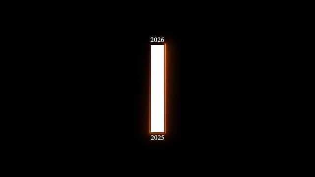Minimalist loading bar progress animation from 2025 to 2026. New year countdown progress bar animation, minimalist loading bar transition for future planning and business strategy presentations.
