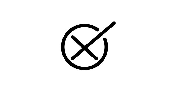 Wrong mark red icon appearing. Cross wrong check mark, doodle X cross Mark, wrong check mark animation, symbol of cancel, deny, wrong or incorrect, symbol appear.