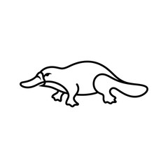 Fototapeta premium Simple line art illustration of a platypus on a white background.