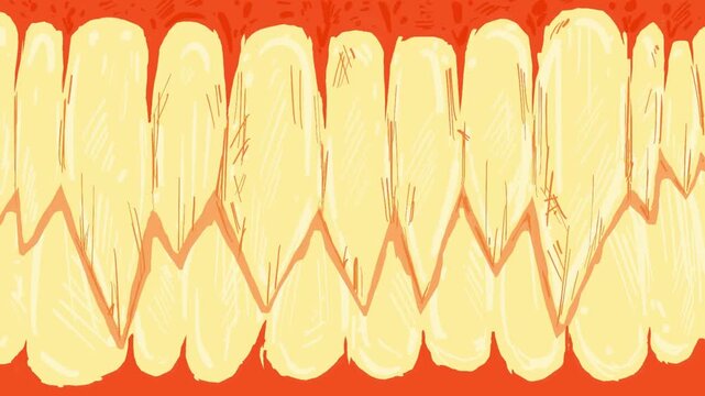 Hand drawing sharp cartoon teeth. Stock animation with sharp fangs and hatching in Full HD.