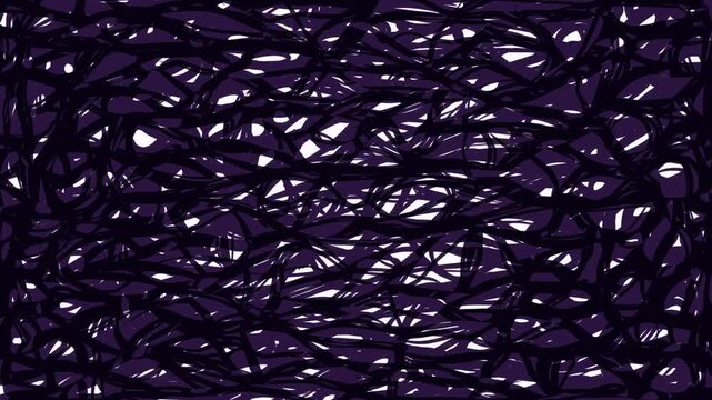 Transition animation with woven blue fibers on a white background. Effect of an alien sticky substance covering the screen. Spider web art texture in 4K for scene transition.
